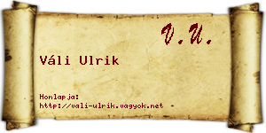 Váli Ulrik névjegykártya